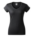t-shirt damski v-neck slim fit, nadruk bezpośredni – ebony gray (94)